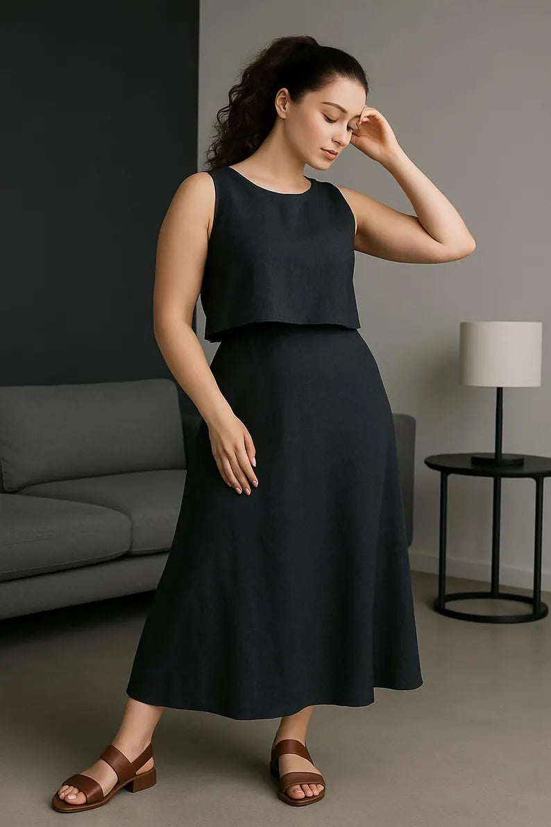 High Waist Linen Maxi Skirt for Women, A-Line Long Skirt, Flowy Bias Cut Skirt, Summer Linen Dress, Minimal Women Clothing, Capsule Wardrobe