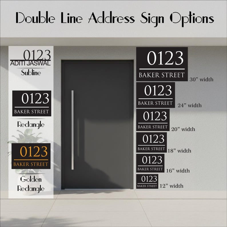 House Number Address Sign with Zip Code: Personalized Metal Wall Plaque for Home Entryway