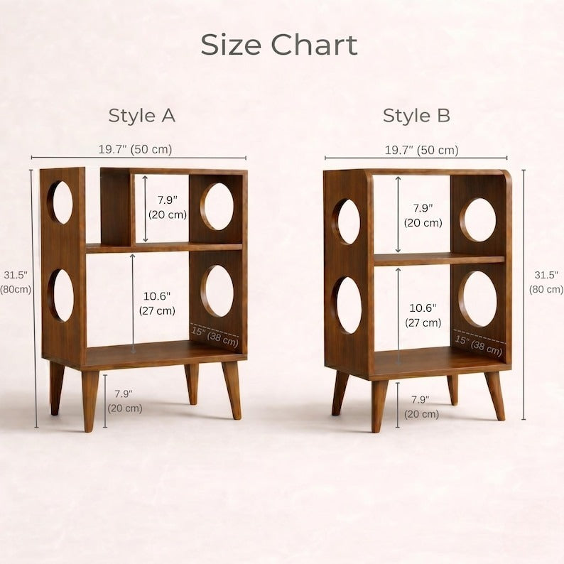 Mid-Century Record Player Stand with Vinyl Storage | Wooden Turntable Cabinet