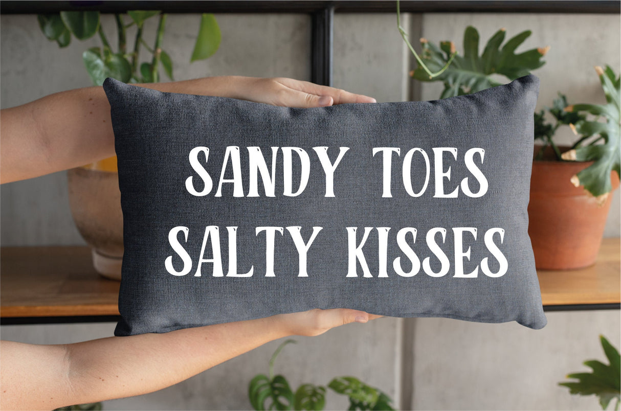 Sandy Toes Salty Kisses Pillow, Nautical Pillow, Beach Pillow, Beach Decor, Summer Decor, Summer Pillow, Lake Decor, Summer Pillow Cover - Arria Home