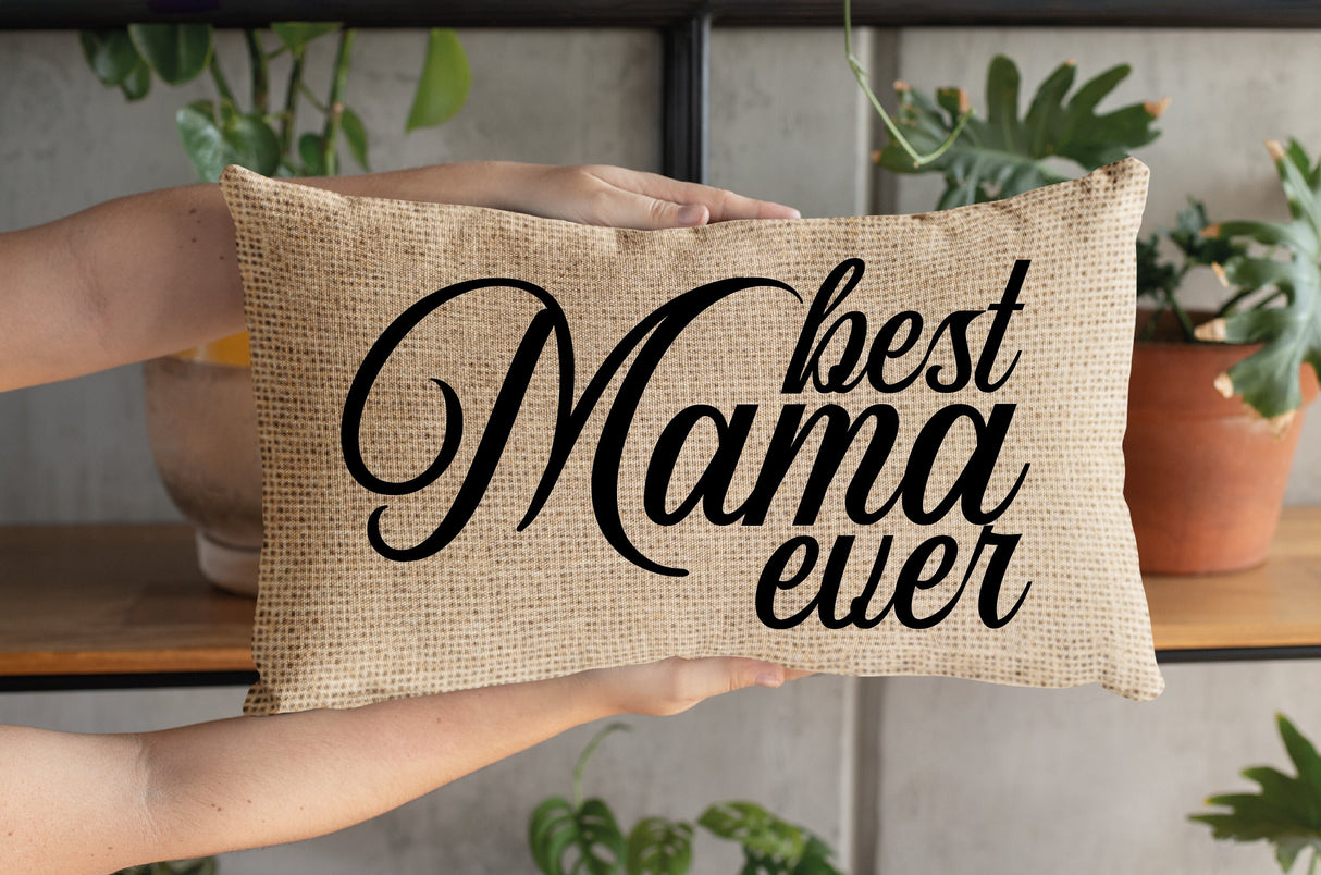 Best Mama Ever Pillow, Mom Pillow, Custom Mama Pillow, Custom Lumbar Pillow, Gift For Mom, Mom Gifts, Mama Gift, Mothers Day Pillow - Arria Home