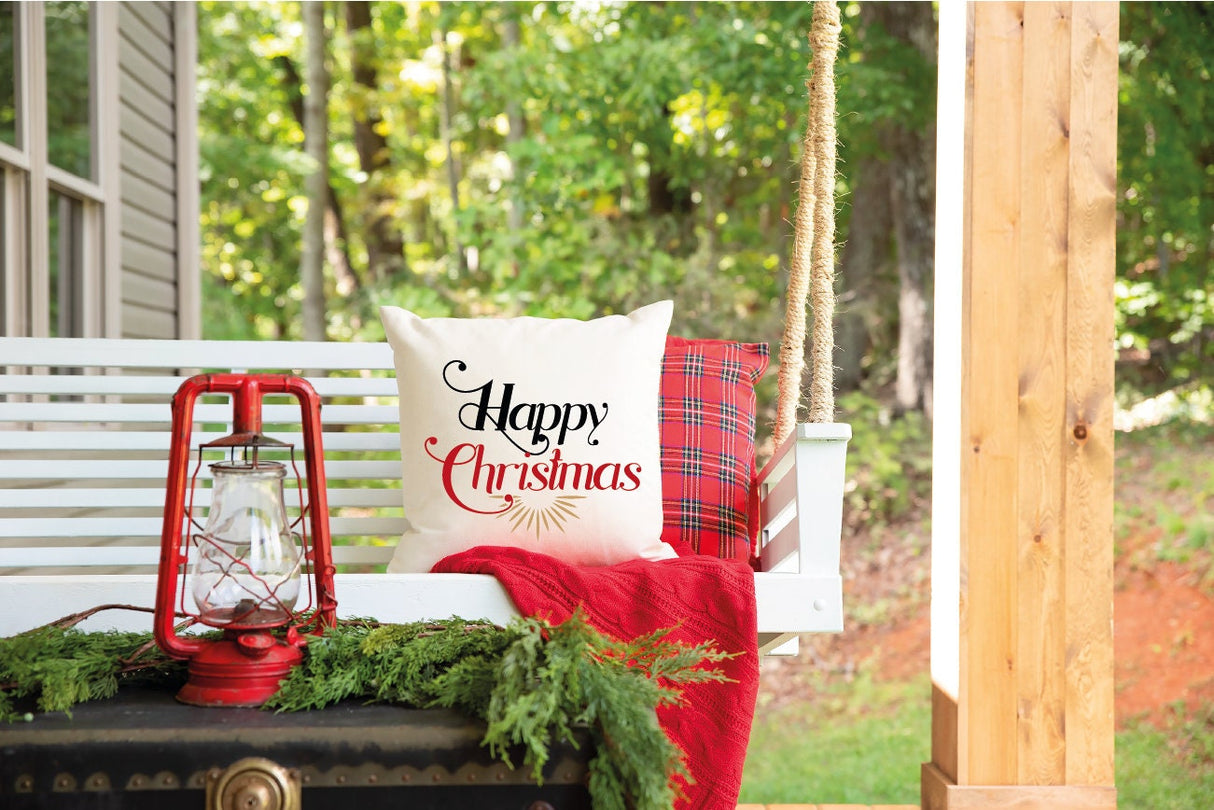 Happy Christmas Pillow, Christmas Pillow Cover, Christmas Cushion, Christmas Cushion, Farmhouse Pillow, Rustic Home Decor, Christmas Gift - Arria Home