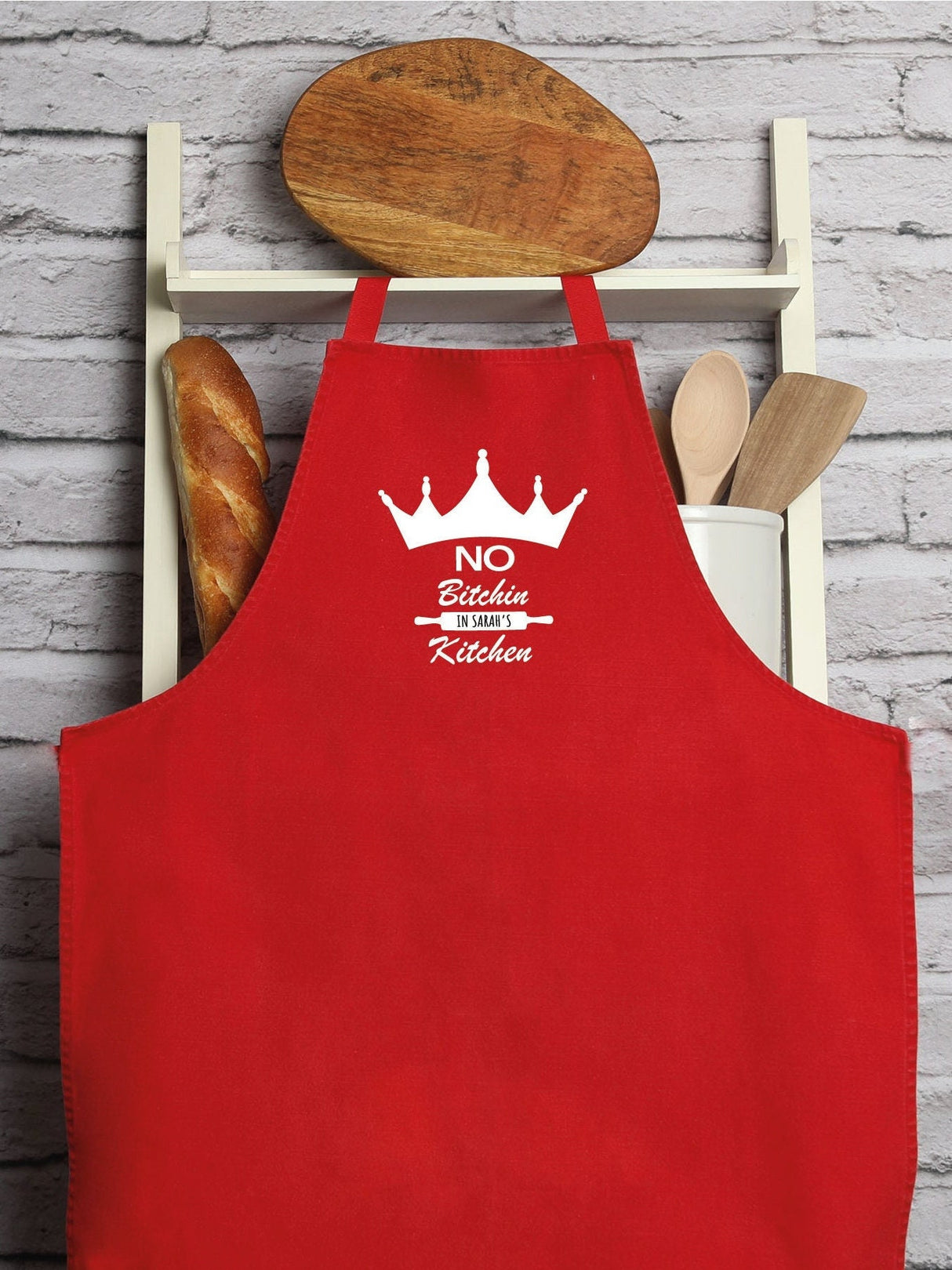 Personalize Apron for Women, No Bithin my Kitchen, Name Apron, Gift For Girlfriend, Gift For Her, Presend for Wife, Valentines Day Gift Idea - Arria Home