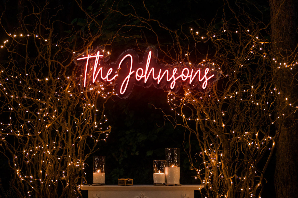 Last Name Neon Sign Light, Wedding Custom Neon Sign, Wedding Decor, Neon Led Backdrop Wedding, Reception Sign, Wedding Sign, Decorative Gift - Arria Home
