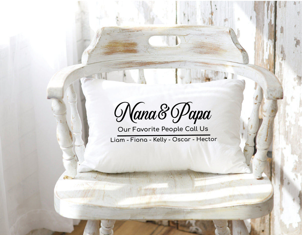 Grandpa Grandma Gift, Personalized Pillow, Family Custom Cushion, Gift for Grandma, Pillow with Name, Granny Pillow, Birthday Gift, Decor - Arria Home