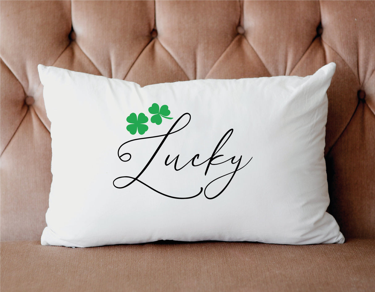 Lucky Clover Pillow, Four Leaf Clover, 17 March Gift, Irish Pillow, Irish Decor, Irish Custom Pillow, Custom Pillow Cover, Green Pillow Gift - Arria Home