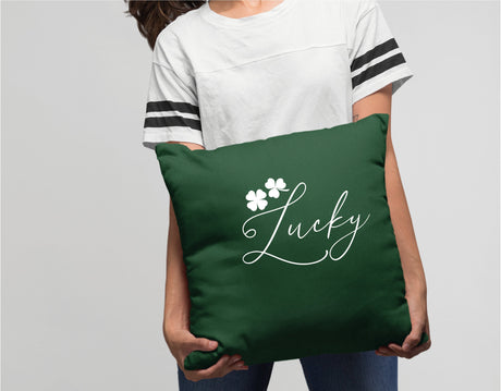 Lucky Clover Pillow, Four Leaf Clover, 17 March Gift, Irish Pillow, Irish Decor, Irish Custom Pillow, Custom Pillow Cover, Green Pillow Gift - Arria Home