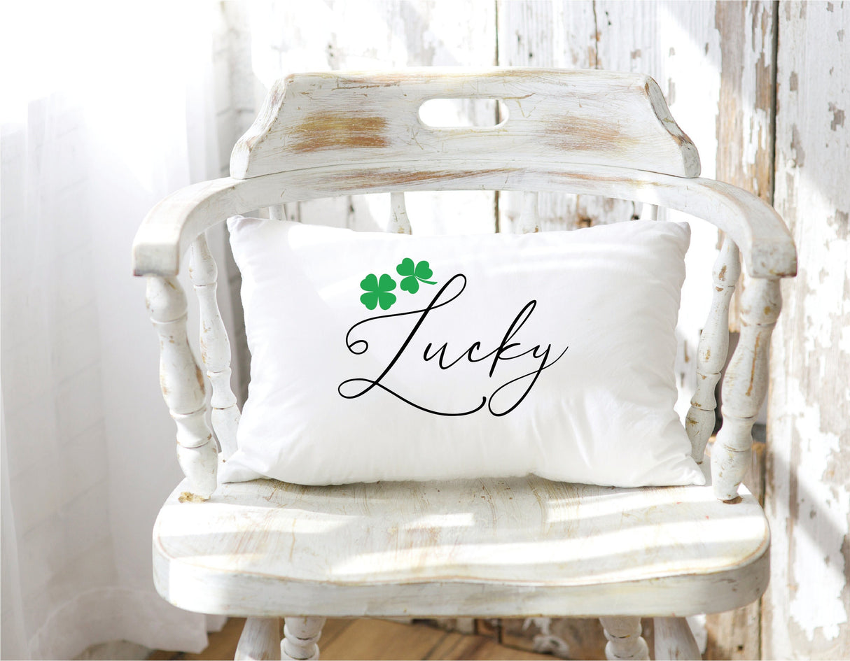 Lucky Clover Pillow, Four Leaf Clover, 17 March Gift, Irish Pillow, Irish Decor, Irish Custom Pillow, Custom Pillow Cover, Green Pillow Gift - Arria Home