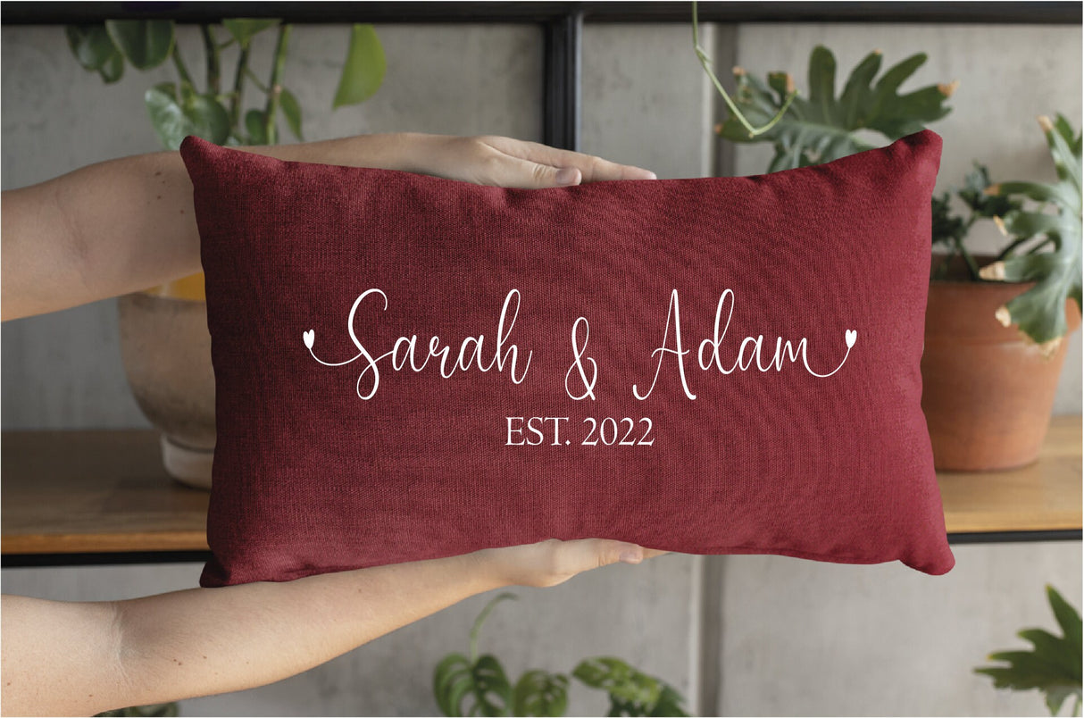Personalized Couple Name Pillow, Personalized Name Pillow, Custom Wedding Pillow, Anniversary Gift, Gift for Couple, Engagement Gift, Decor - Arria Home