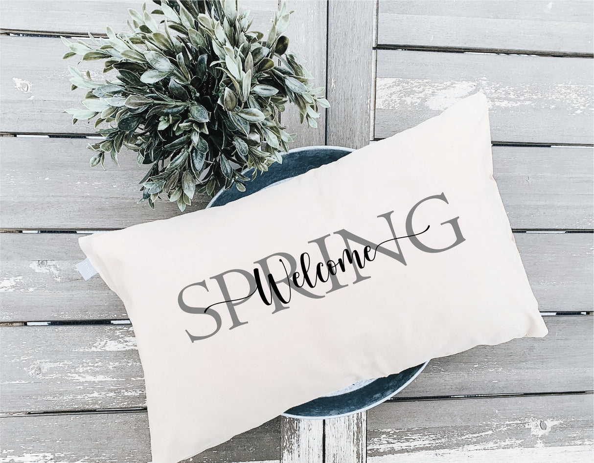 Welcome Spring Pillow, Spring Pillow, Custom Pillow Cover, Personalized Pillow, Housewarming Gift, Spring Gift, Spring Home Decor, Spring - Arria Home
