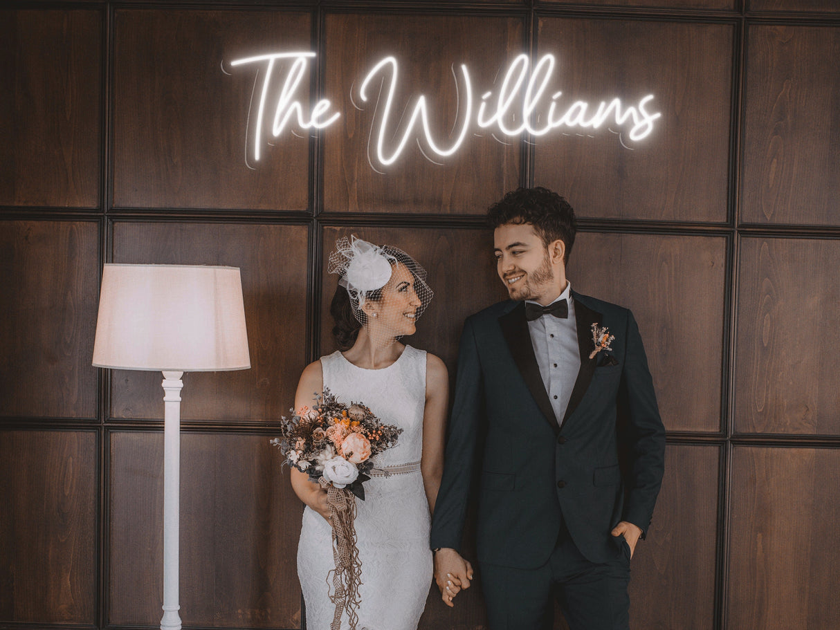Custom Family Name Neon Led Sign, Neon Light, Custom Neon Sign, Wedding Decorations, Wedding Tag, Wedding Decor, Personalized Wedding Gift - Arria Home