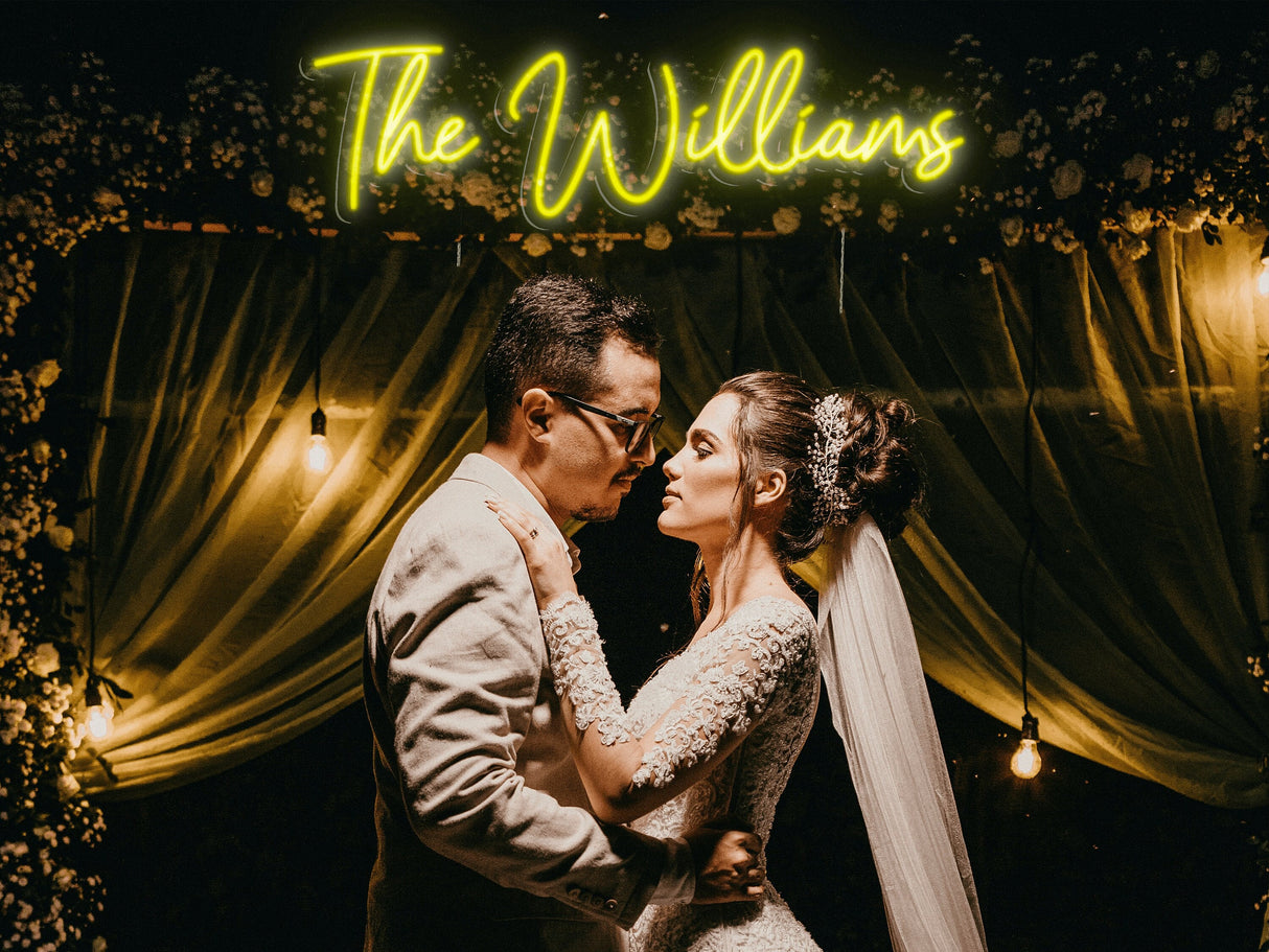 Custom Family Name Neon Led Sign, Neon Light, Custom Neon Sign, Wedding Decorations, Wedding Tag, Wedding Decor, Personalized Wedding Gift - Arria Home