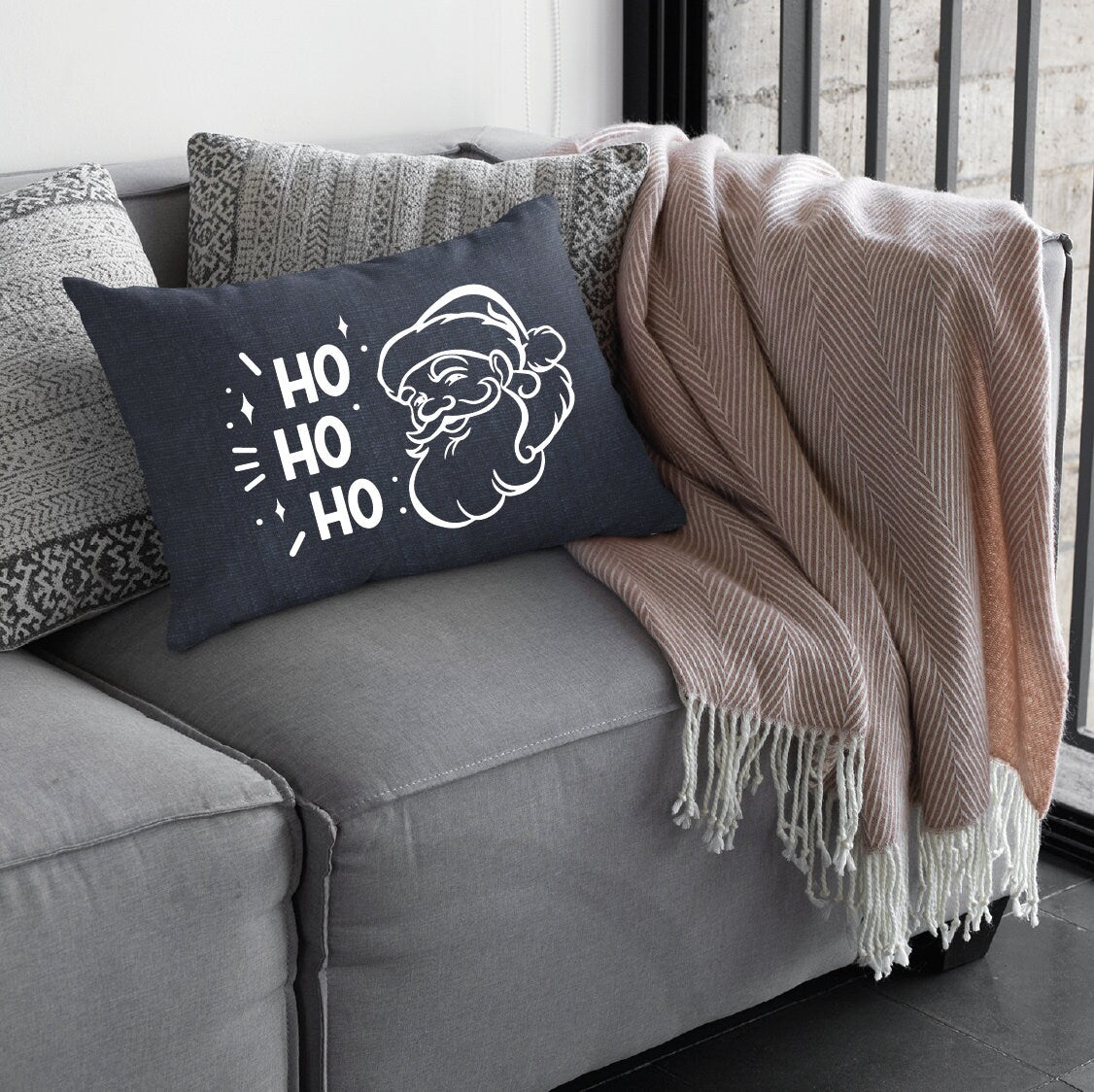 Ho Ho Ho Christmas Santa Claus Pillow, Christmas Decor, Christmas Gift, Christmas Cushion, Noel Decorations, Xmas Lumbar Pillow, Christmas - Arria Home