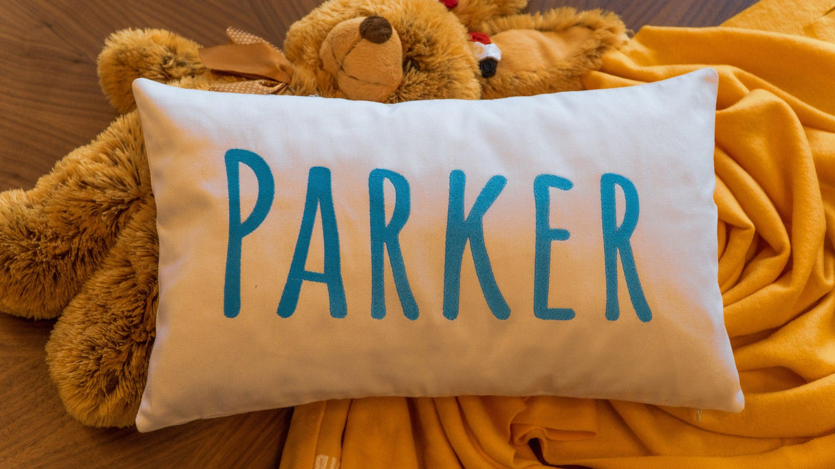 Embroidered Baby Name Pillow, Crib Pillow, Baby Room Decor, Baby Shower Gift, Baby Name Pillow, Custom Pillow, Embroidery, New Baby Gift - Arria Home