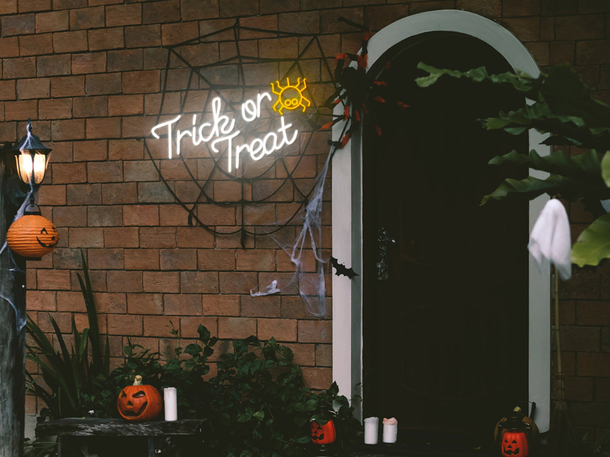 Personalized Trick or Treat Neon Sign, Halloween Light, Halloween Sign, Halloween Door Sign Light, Halloween Wall Decorations, Neon Sign - Arria Home