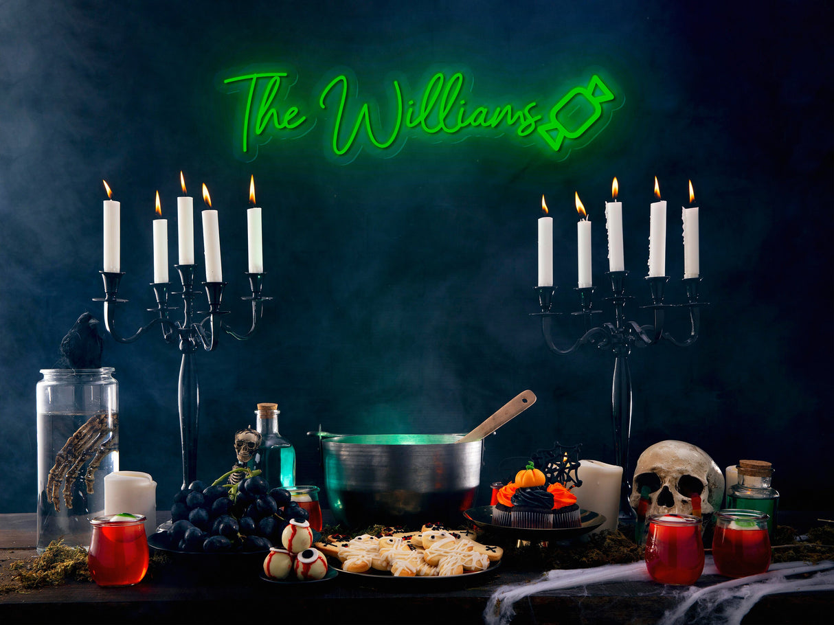 Halloween Name Neon Sign, Halloween Decor, Halloween Light, Last Name Neon Sign, Custom Neon Sign Halloween, Spooky Neon Sign, Gothic Decor - Arria Home