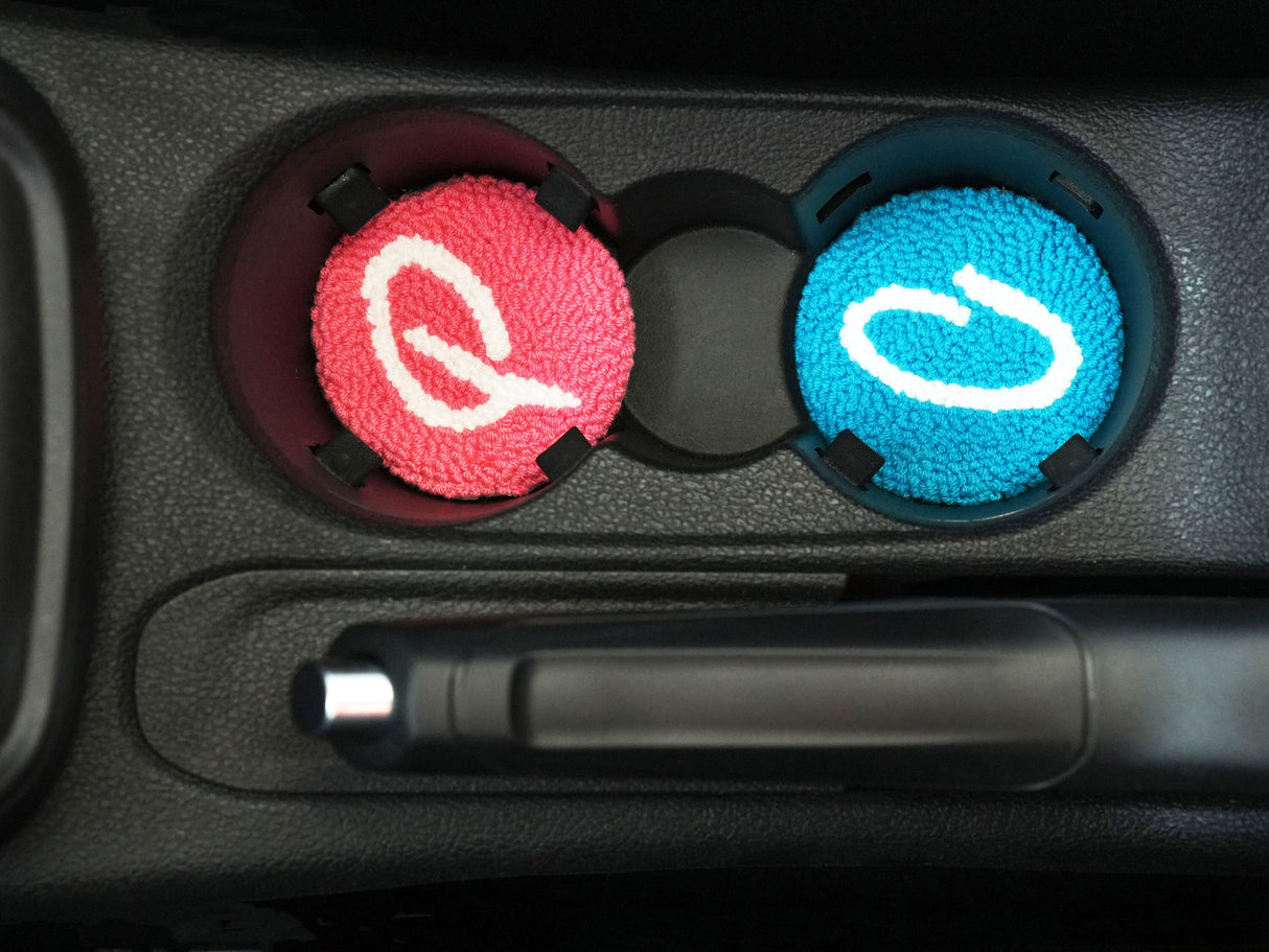 Punch Needle Car Coasters Set, New Car Gift, Car Decoration, Cute Car Accessories, Handmade Coasters, Gift for Her, Boho Tufted Car Coasters.