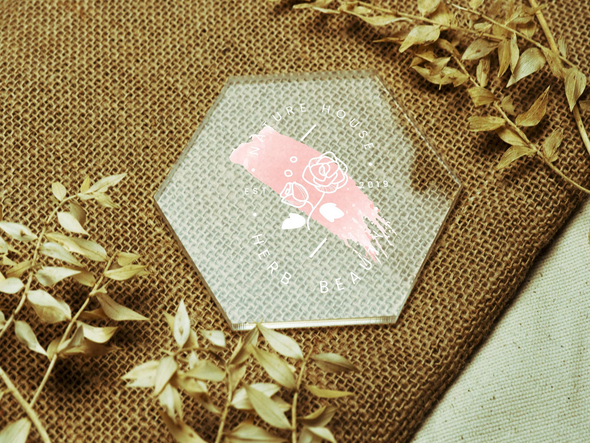 Custom Business Coaster, Personalized Acrylic Coaster Set, Gift for New Business Owners, Corporate Client Gift, Gift for Boss, Logo Coaster - Arria Home