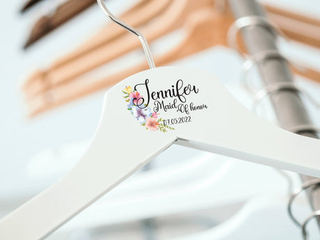Custom Bridal Party Hangers, Bridesmaid Hangers, Personalized Bridal Party Robe Hanger, Bridal Party Gifts, Bridal Shower Dress Hangers - Arria Home