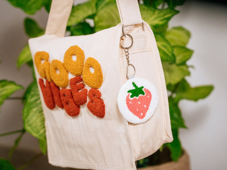 Punch Needle Embroidery Handmade Keychain, Cute Bag Charm, Y2k Accessories, Bff Gift, Sorority Gift, Best friend Gift, Gift for Her - Arria Home