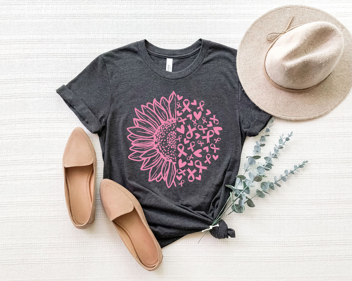 Breast Cancer Shirt, Breast Cancer Gifts, Breast Cancer Ribbon Shirt, Sunflower Ribbon Shirt, Cancer Survivor Gift, Cancer Warrior Shirt