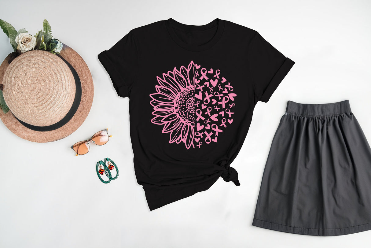 Breast Cancer Shirt, Breast Cancer Gifts, Breast Cancer Ribbon Shirt, Sunflower Ribbon Shirt, Cancer Survivor Gift, Cancer Warrior Shirt