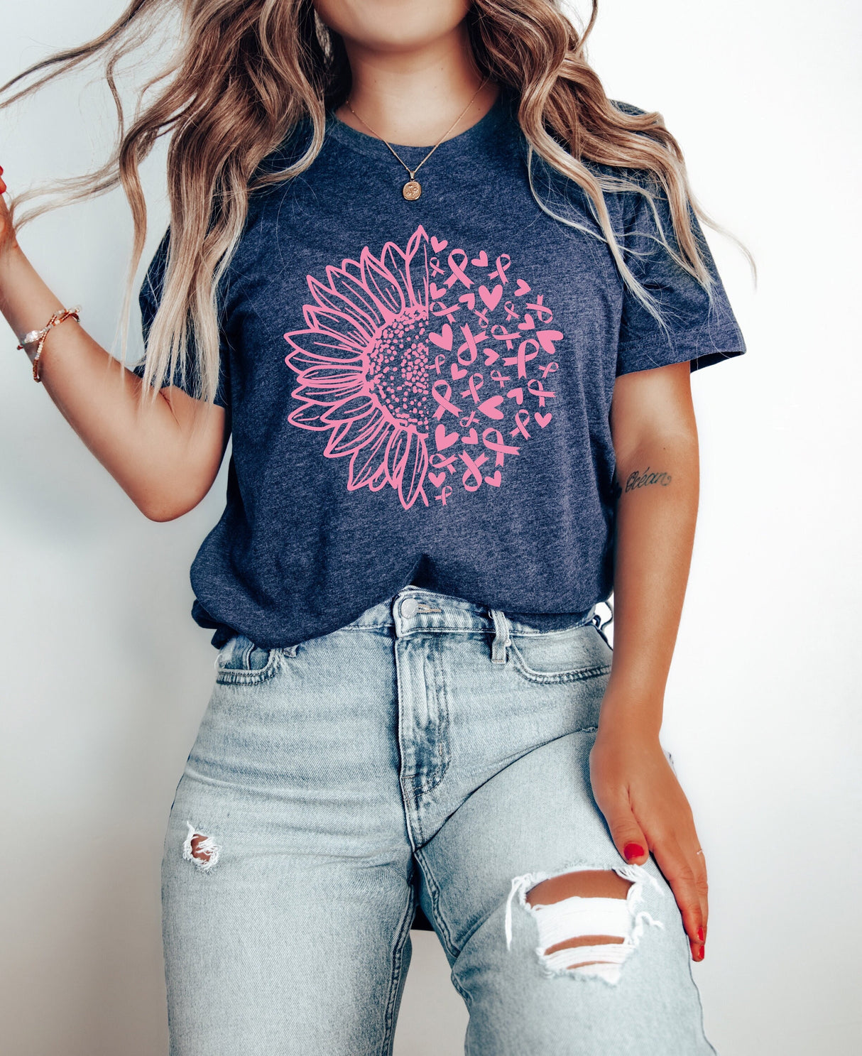 Breast Cancer Shirt, Breast Cancer Gifts, Breast Cancer Ribbon Shirt, Sunflower Ribbon Shirt, Cancer Survivor Gift, Cancer Warrior Shirt