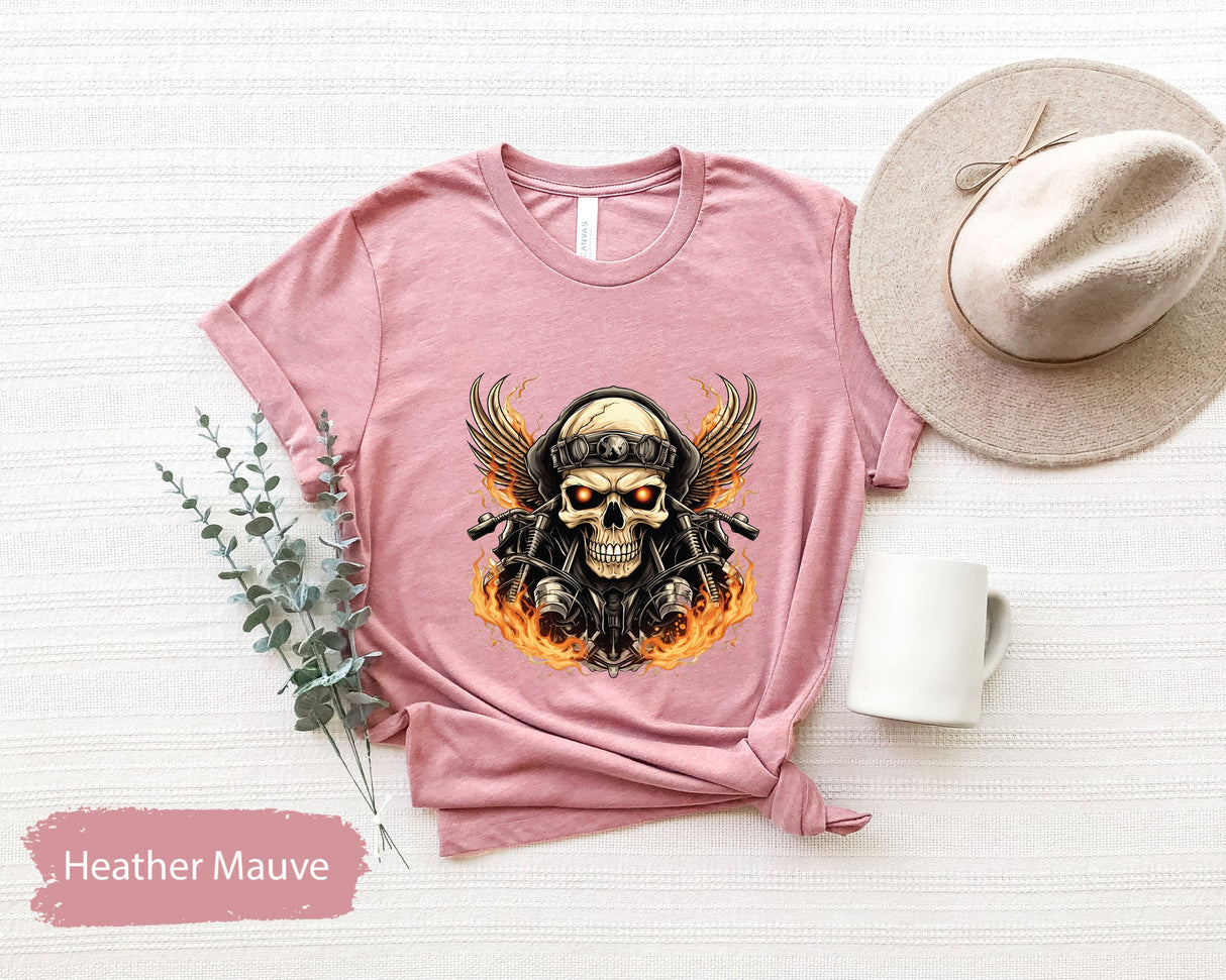 Biker Skull Shirt, Skull TShirt, Riding Skelton, Motorcycle Shirt, Cycling Shirt, Skull Biker Shirt, Motorcycle Skull Shirt, Skull Shirts