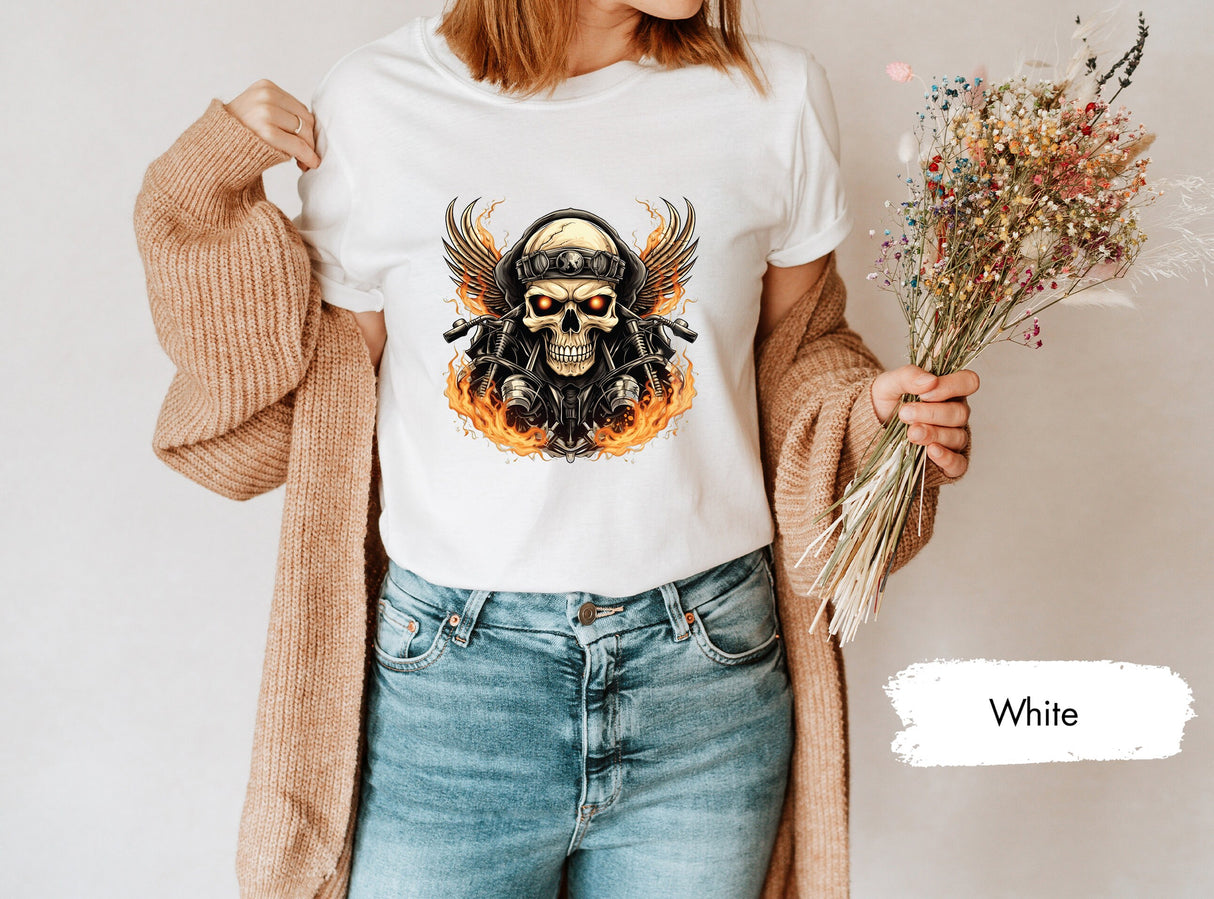 Biker Skull Shirt, Skull TShirt, Riding Skelton, Motorcycle Shirt, Cycling Shirt, Skull Biker Shirt, Motorcycle Skull Shirt, Skull Shirts