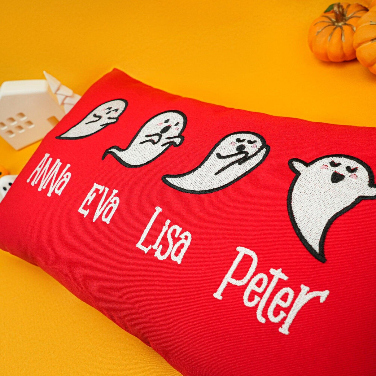 Personalized Halloween Embroidered Pillow, Halloween Decorations, Ghost Name Pillow, Custom Pillow, Cute Halloween Fall Decor, Spooky Decor - Arria Home
