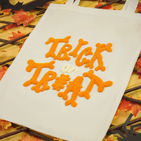 Personalized Halloween Candy Embroidered Canvas Bag, Halloween Kids Gift Idea, Trick or Treat Bags, Drawstring Bag, Tote Bag, Custom Name - Arria Home