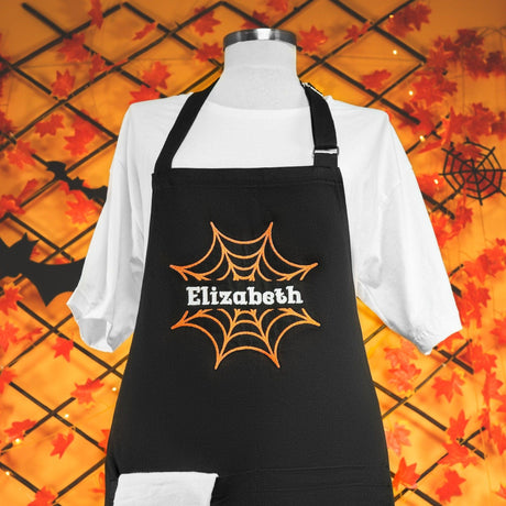 Personalized Halloween Embroidered Apron, Custom Apron, Kitchen Witch, Spooky Season Cooking Apron, Fall Chef Apron, Kitchen Costume - Arria Home