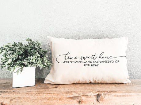 Home Address Pillow, Sweet Home Pillow, New Home Gift, Personalized Pillow, Custom Pillow Cover, Customize Pillow, Housewarming, Home Gift - Arria Home