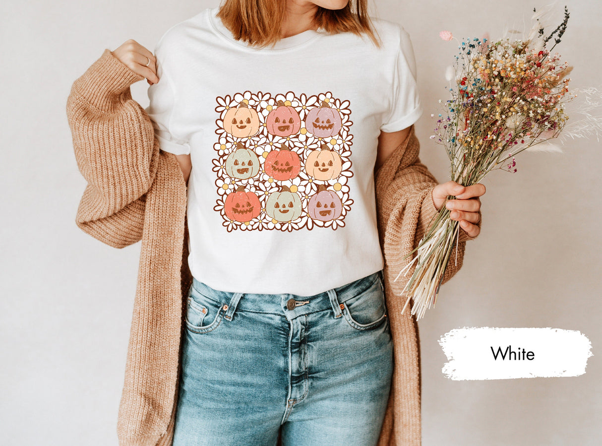Daisy Pumpkin Face Shirt, Pumpkin TShirt, Pumpkin Patch Shirt, Pumpkin Fall Shirt, Women Fall Shirt, Fall Season Shirt, Fall Gifts