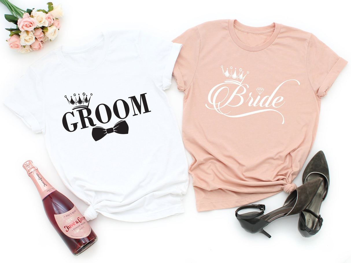 Bride and Groom Shirt, Wedding Party T-shirt, Engagement Shirt, Honeymoon Shirt, Newly Married Tee, Bride Shirt, Bride to Be, Bridal Gift