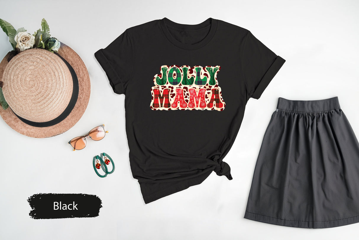Buffalo Plaid Jolly Mama Shirt, Mama Christmas Shirt, Christmas Mom Shirt, Mom TShirt, Mom Gift, Merry Christmas, Holiday Mama TShirt