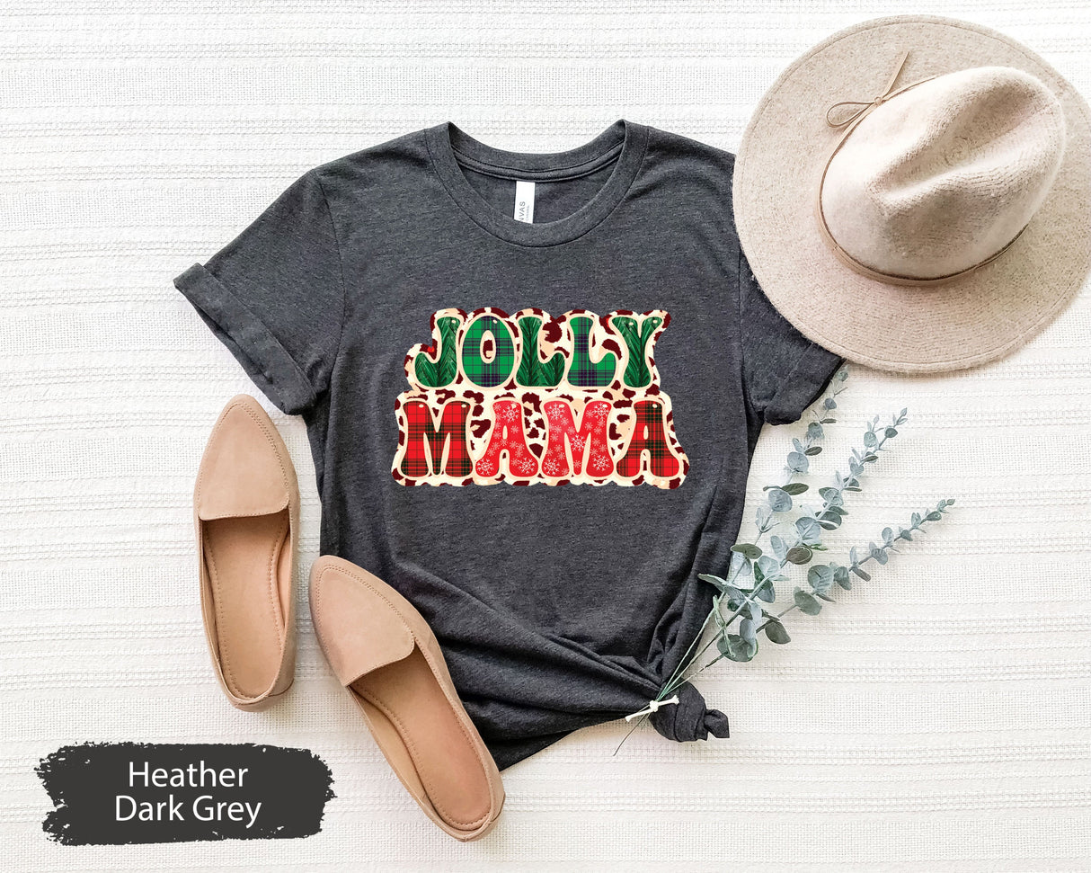 Buffalo Plaid Jolly Mama Shirt, Mama Christmas Shirt, Christmas Mom Shirt, Mom TShirt, Mom Gift, Merry Christmas, Holiday Mama TShirt