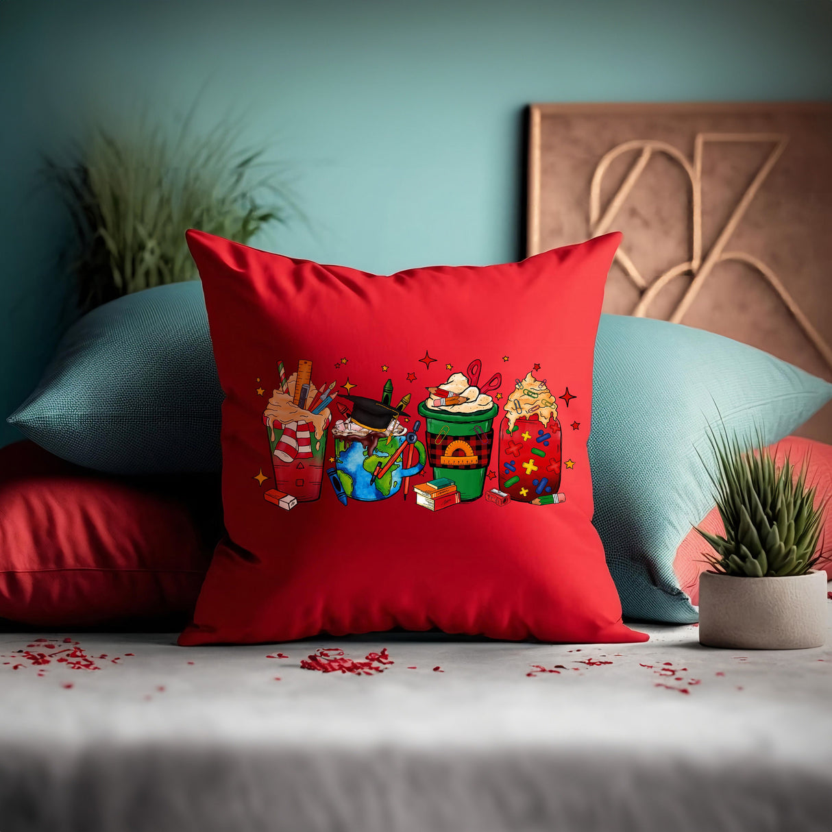 Christmas Cups Custom Lumbar Pillow, Home Decor, Christmas Throw Pillow, Christmas Decorations, New Year Decor, Xmas Decor, Merry Christmas - Arria Home