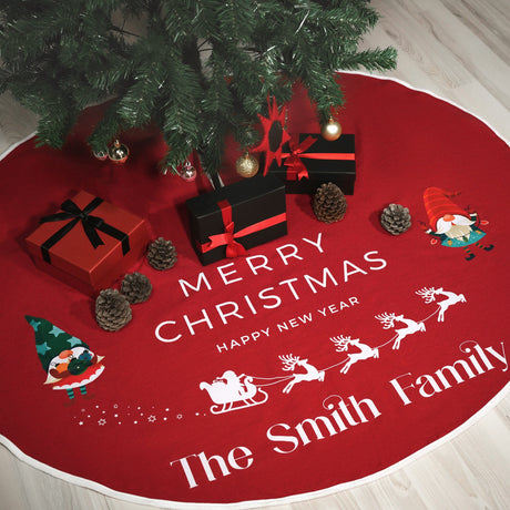 Personalized Christmas Tree Skirt, Custom Christmas Tree Family Holiday Decorations, Xmas Pine Tree Decorations, Gift for Christmas - Arria Home