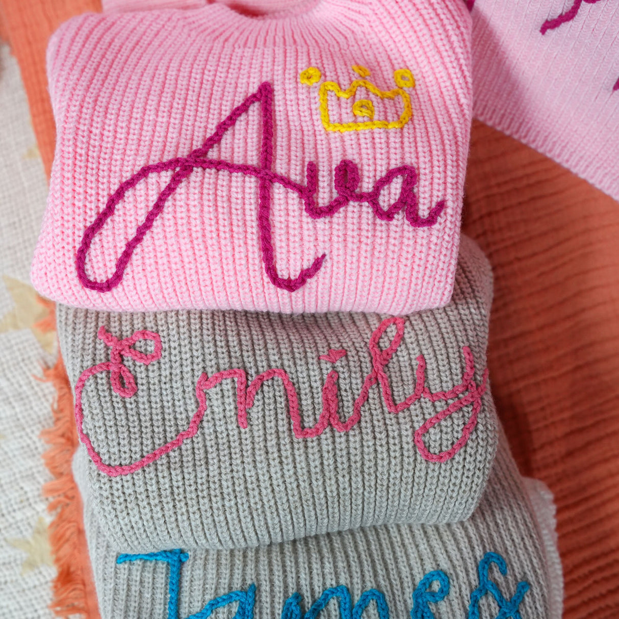 Custom Baby Embroidered Sweater, Personalized First Christmas Gift Idea, Custom Baby Blanket, Baby Beanie, Knitted Sweater, Knit Pillow Gift - Arria Home
