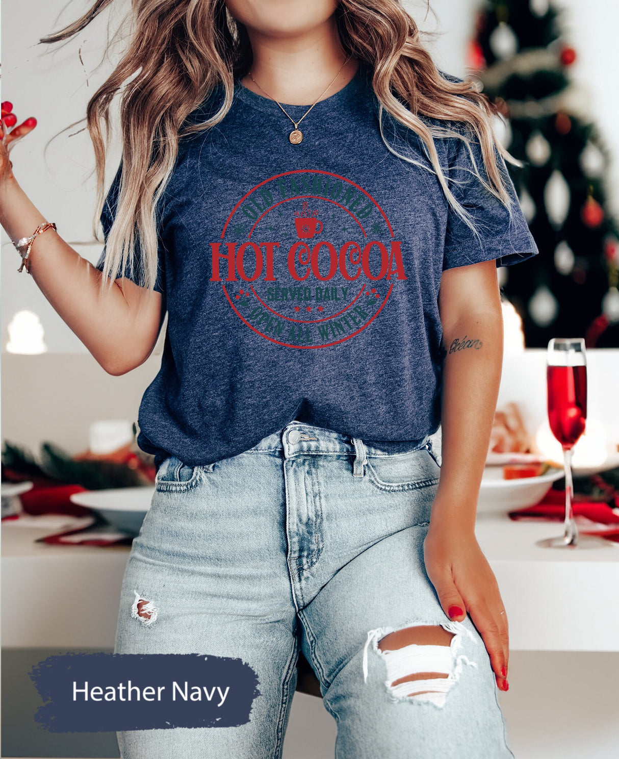 Hot Cocoa Tshirt, Old Fashioned, Open All Winter, Retro Christmas, Hot Chocolate Tshirt, Winter Shirt, Seasonal Shirts, Merry Christmas Tee