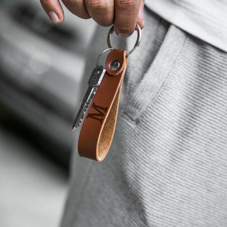 Personalized Leather Keychain, Custom Monogram Keychain, Key fob, Coordinate Keychain, Men Gift Where it All Began, Anniversary Gift Idea - Arria Home