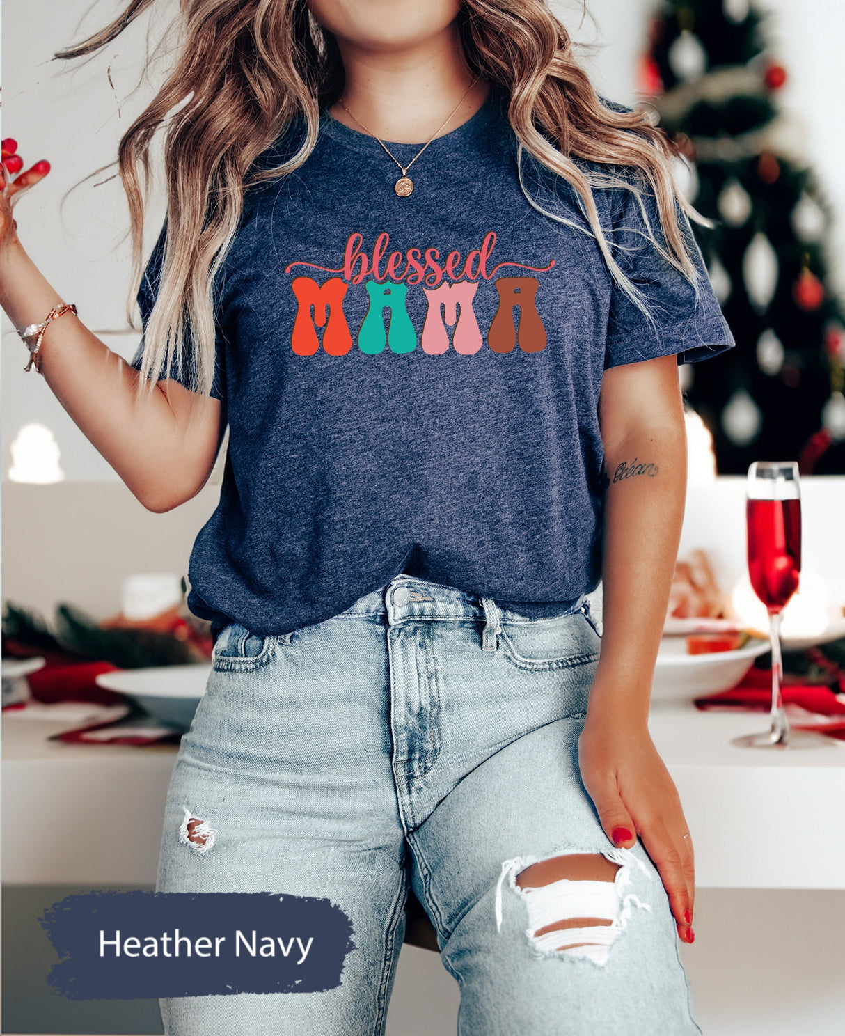 Blessed Mama Shirt, Mom Life Shirt, Mother Shirt, Cute Mom Shirt, Cute Mom Gift, Mothers Day Gift, New Mom Gift, Happy Mom Life