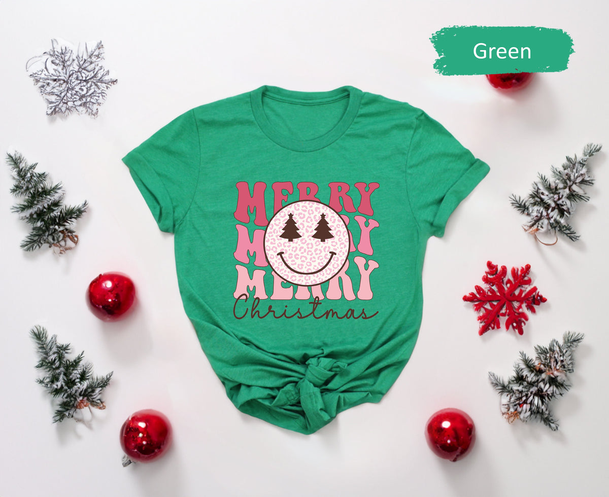 Retro Merry Christmas Smiley Face Shirt, Christmas Shirt, Vintage Christmas Shirt, Christmas Tree Shirt, Holiday Shirt, Christmas Gift