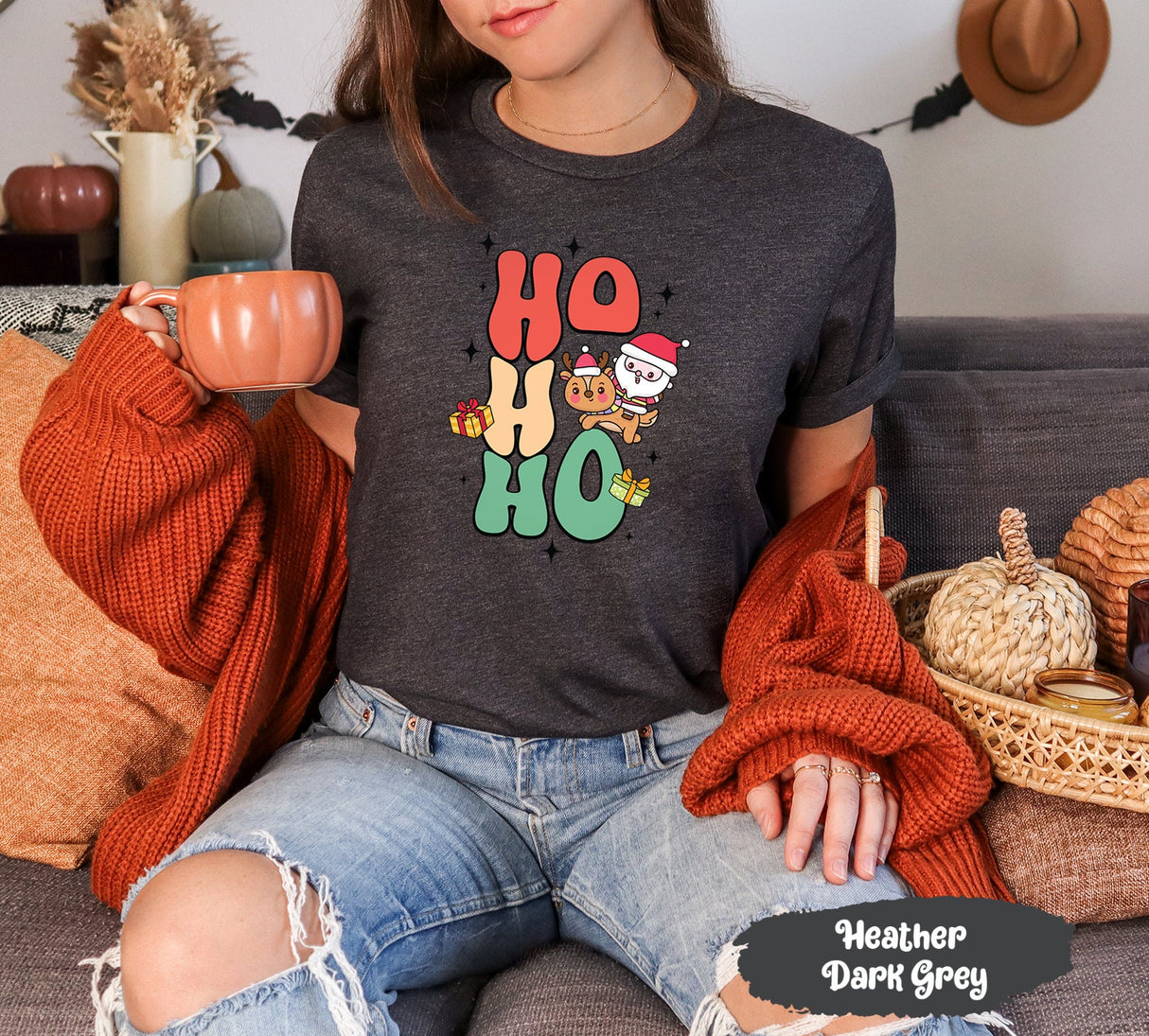 Ho Ho Ho Shirt with Santa, Ho, Vintage Santa, Retro Christmas, Merry Christmas Tee, Santa Shirts, Winter Shirt, Cute Christmas Shirt
