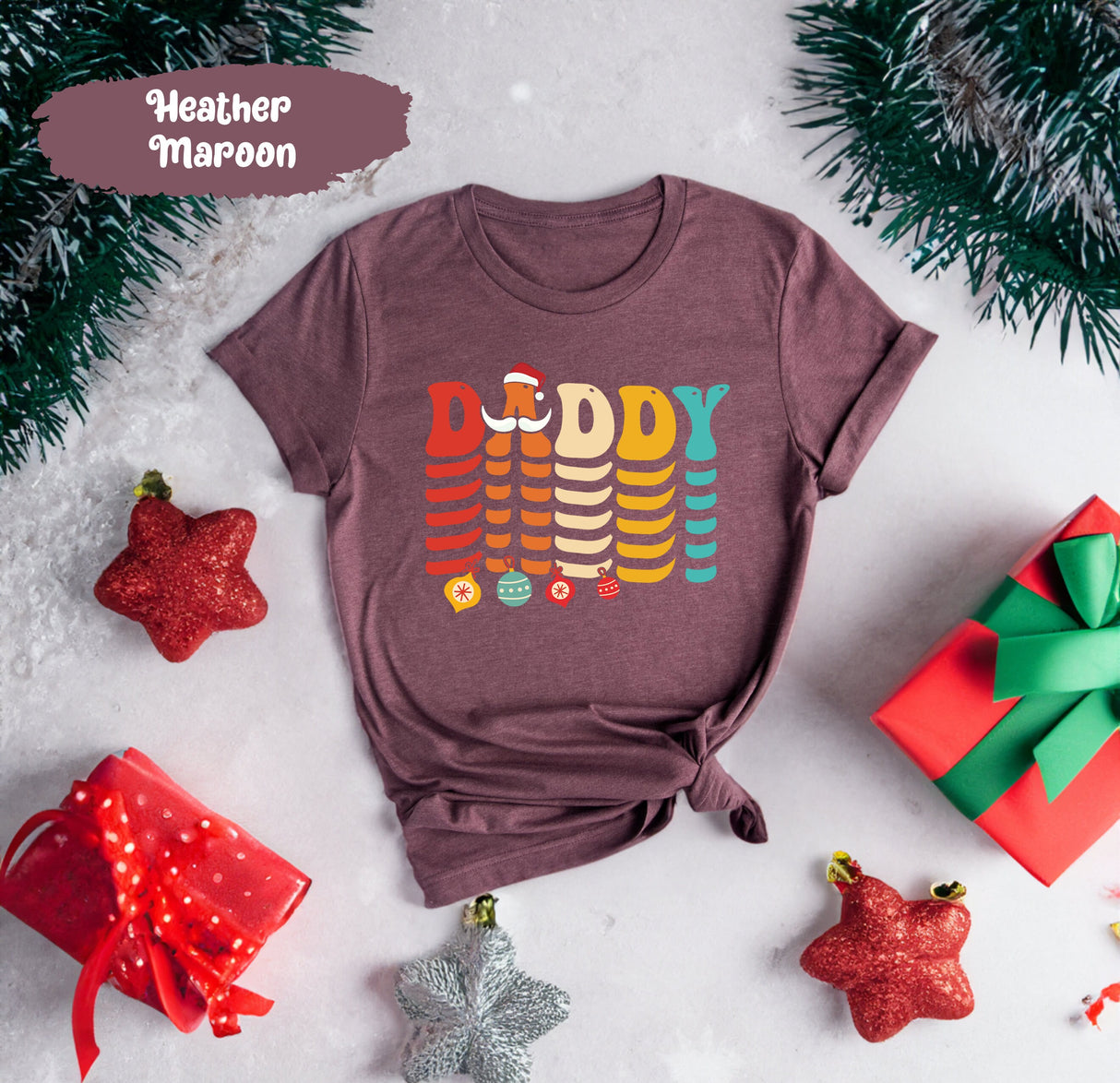 Daddy Christmas Tee, Dad Graphic Tee, Vintage Santa, Retro Christmas, Gift for Daddy, Dad Christmas Gift, Dad Christmas Shirt, Dad Shirt