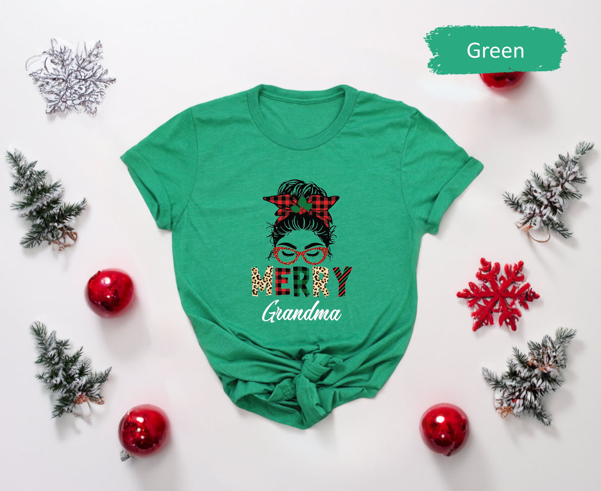 Retro Christmas Merry Grandma Shirt, Leopard Print Shirt, Buffalo Plaid Shirt, Christmas Git Women, Grandma Shirt, Nana Gift, Christmas Gift