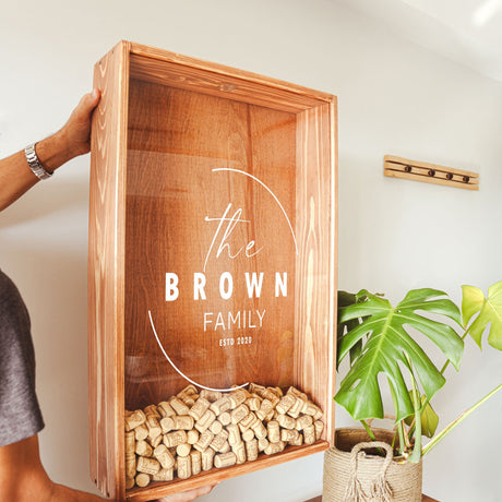 Personalized Wine Cork Holder Wooden Christmas Gift for Couple, Housewarming Gift, Custom Wedding Gift, Memory Wooden Cork Box, Anniversary - Arria Home