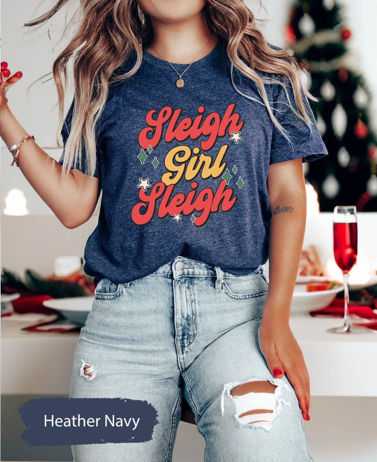 Sleigh Girl Shirt, Christmas Gift Women, Gift for Her, Christmas Shirts, Merry Christmas, Xmas Tees, Santa Tshirts, Christmas Gifts