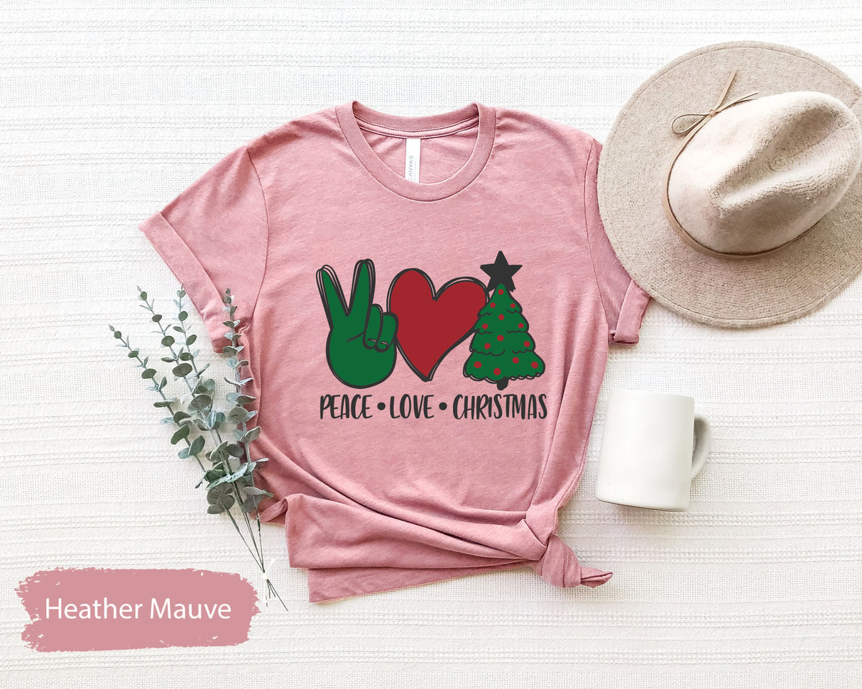 Peace Love Christmas, Christmas Shirt, Christmas Tree Shirt, Gift for Her, Christmas Tshirts, Xmas Tees, Christmas T Shirt, Christmas Gifts